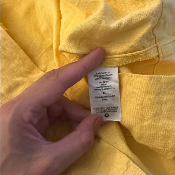 Free assembly yellow linen blend sleeveless swing dress XL - Picture 6 of 6